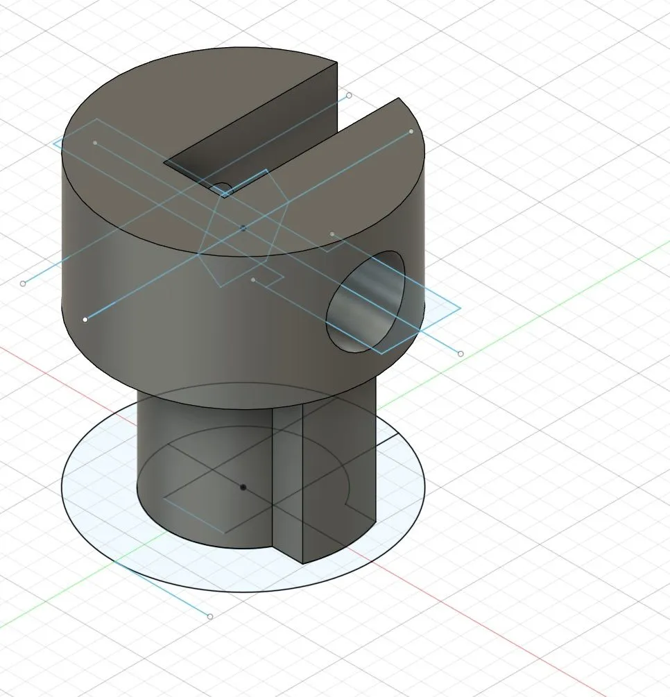 Modèle 3D de la fixation, vue en perspective dans le logiciel de conception